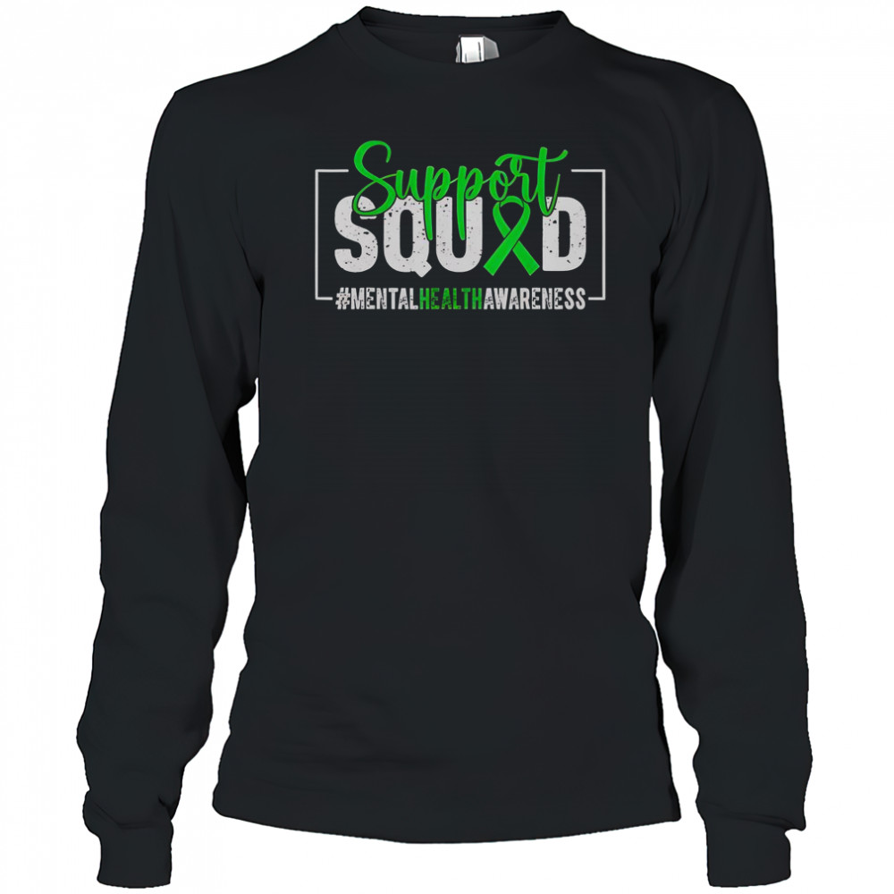 Support Squad Mental Health Awareness Ribbon T-Shirt Long Sleeved