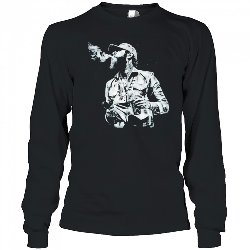 Western Cowboy Post Malone Smoking Graphic vintage shirt Long Sleeved
