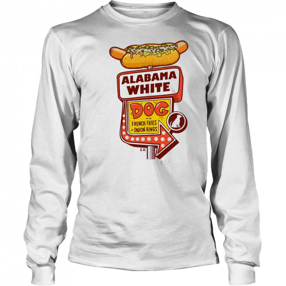 Alabama White dog plush French fries or onion rings shirt Long Sleeved