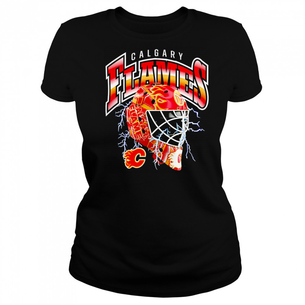 Calgary Flames Crease Lightning helmet shirt Women's T-shirt