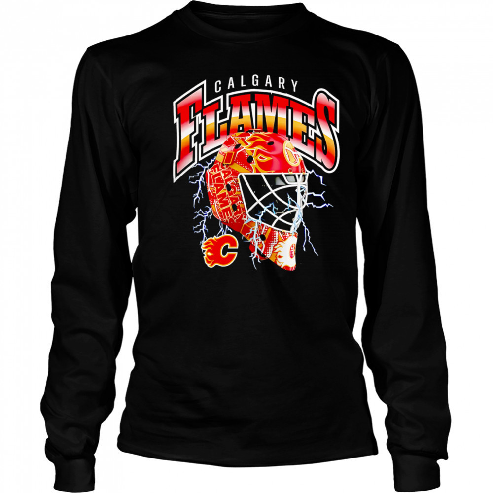 Calgary Flames Crease Lightning helmet shirt Long Sleeved