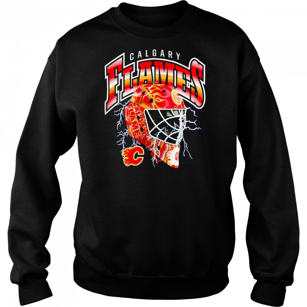 Calgary Flames Crease Lightning helmet shirt Hoodie