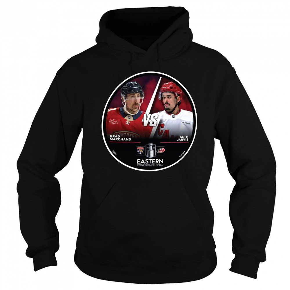 Florida Panthers Brad Marchans vs. Carolina Hurricanes Seth Jarvis 2025 Eastern Conference Final Shirt Sweatshirt