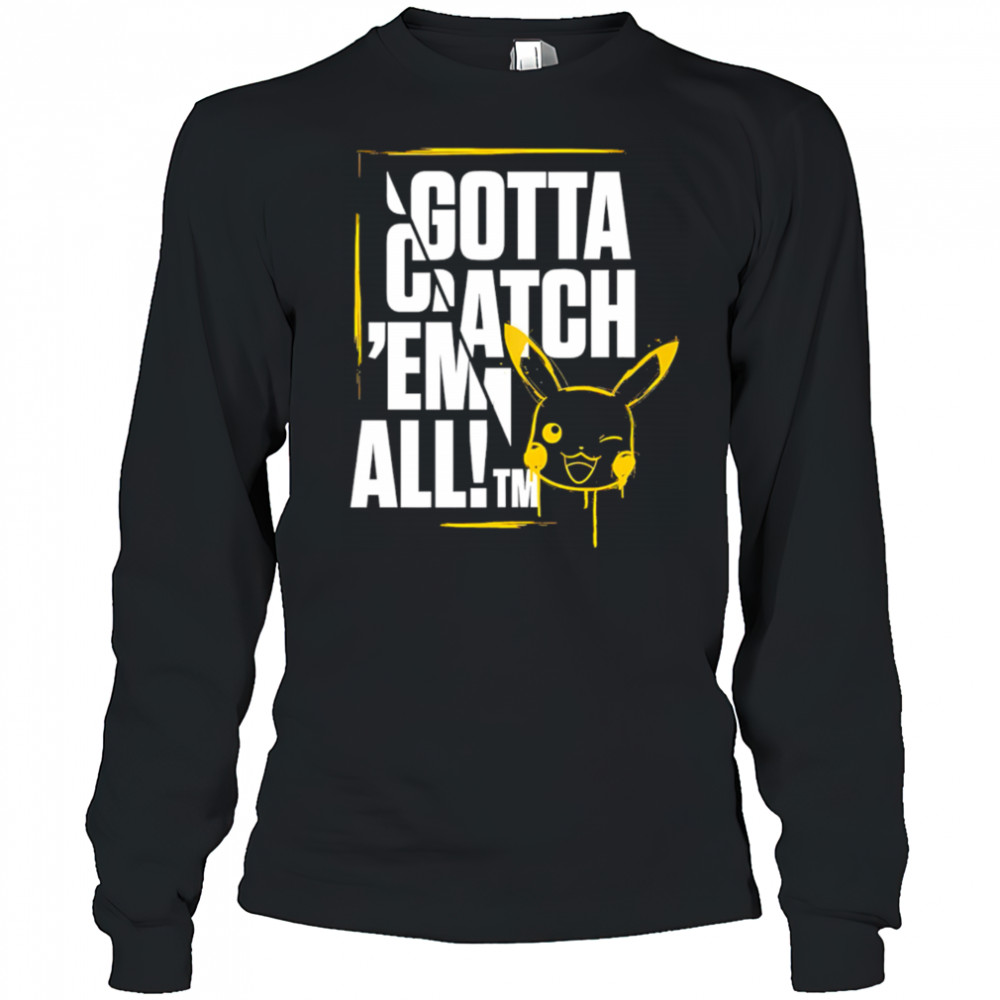 Gotta Catch Em All Pikachu Art Cropped Graphic shirt Long Sleeved