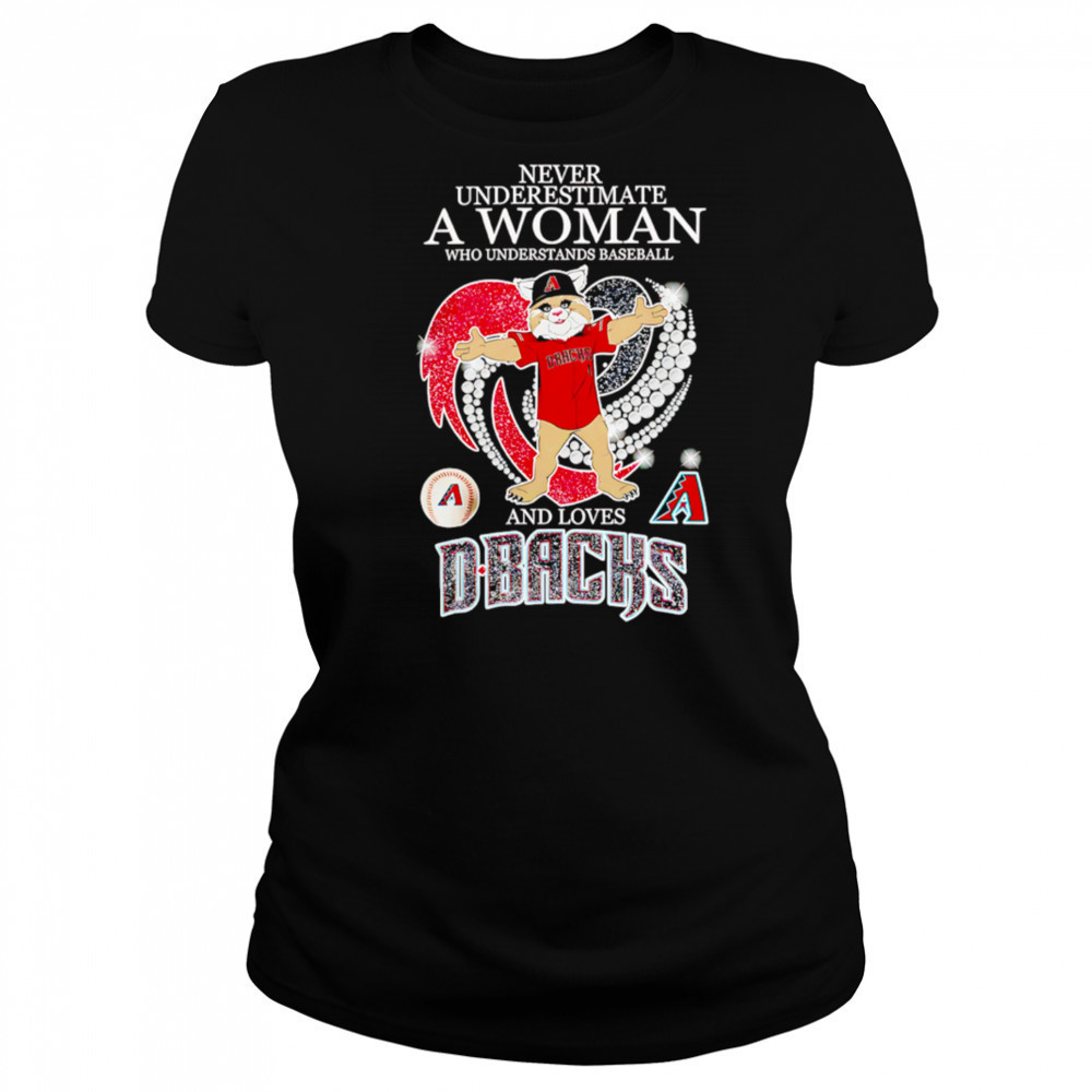 Never Underestimate A Woman Who Understand Baseball And Loves Arizona Diamondbacks mascot shirt Women's T-shirt