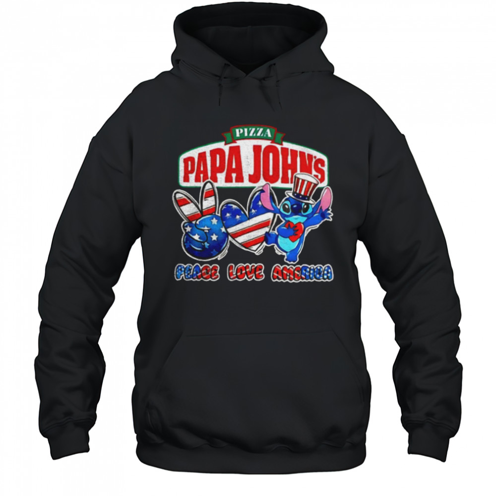 Pizza Papa John’s Stitch peace love America shirt Hoodie
