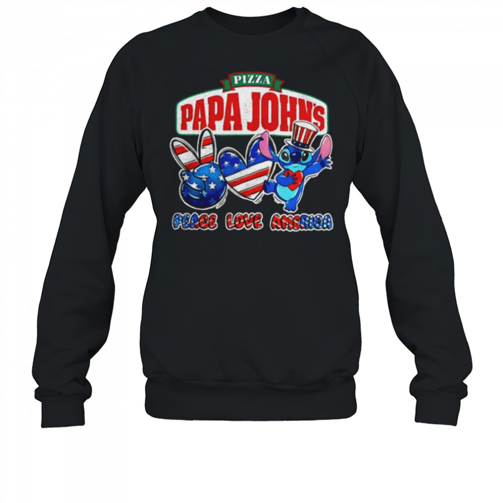 Pizza Papa John’s Stitch peace love America shirt Sweatshirt