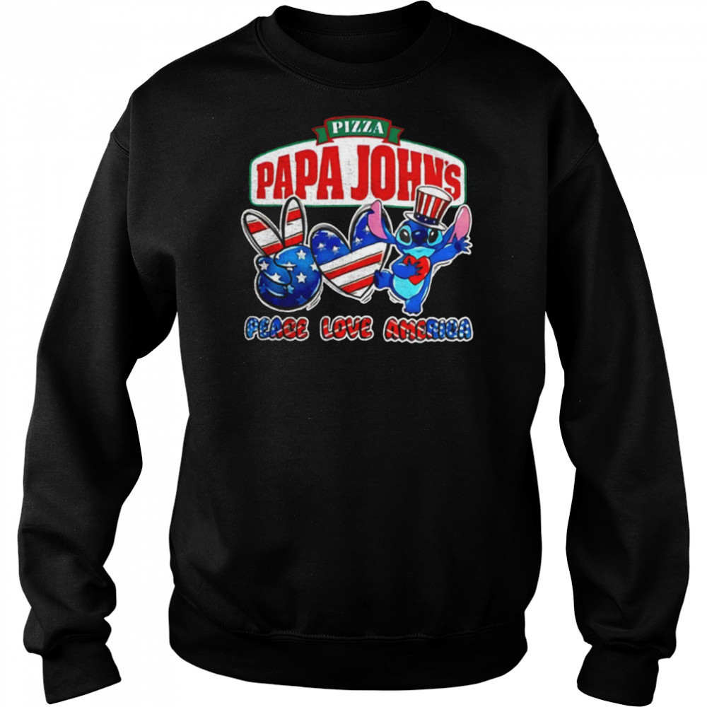 Pizza Papa John’s Stitch peace love America shirt Hoodie