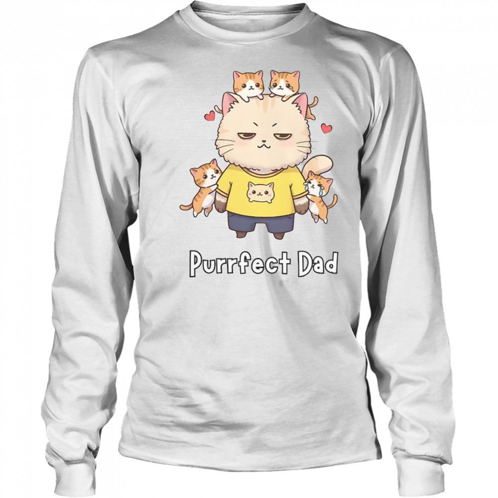 Purrfect Dad Cat Family Father’s Day T-Shirt Long Sleeved