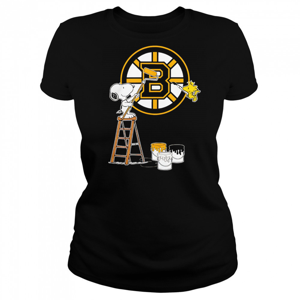 Snoopy And Woodstock Painting Boston Bruins Logo shirt Women's T-shirt