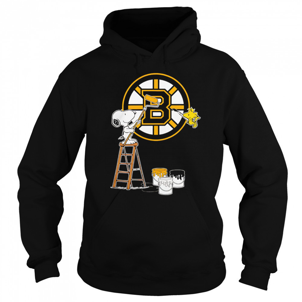 Snoopy And Woodstock Painting Boston Bruins Logo shirt Sweatshirt
