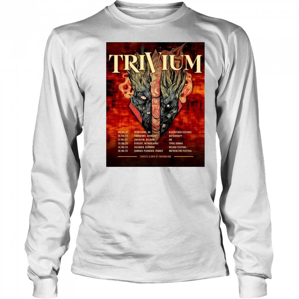 Trivium Band Tour 2025 European Headlining Dates Schedule Tour Dates t-shirt Long Sleeved