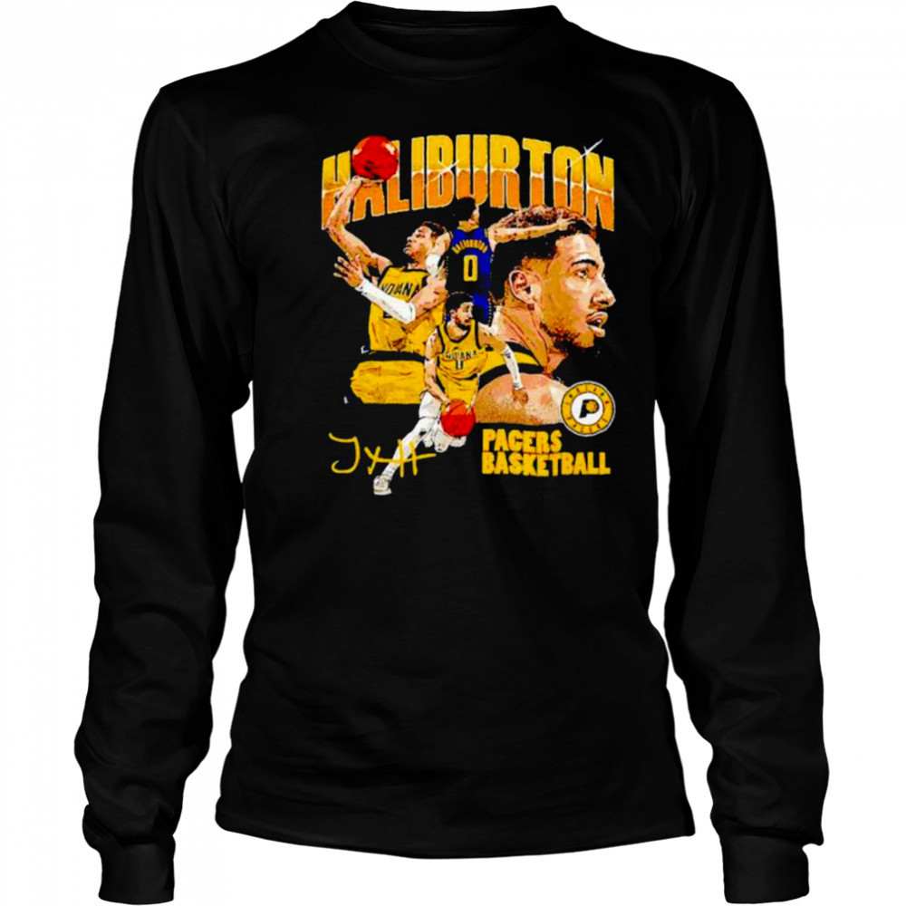 Tyrese Haliburton Indiana Pacers basketball signature collage shirt Long Sleeved