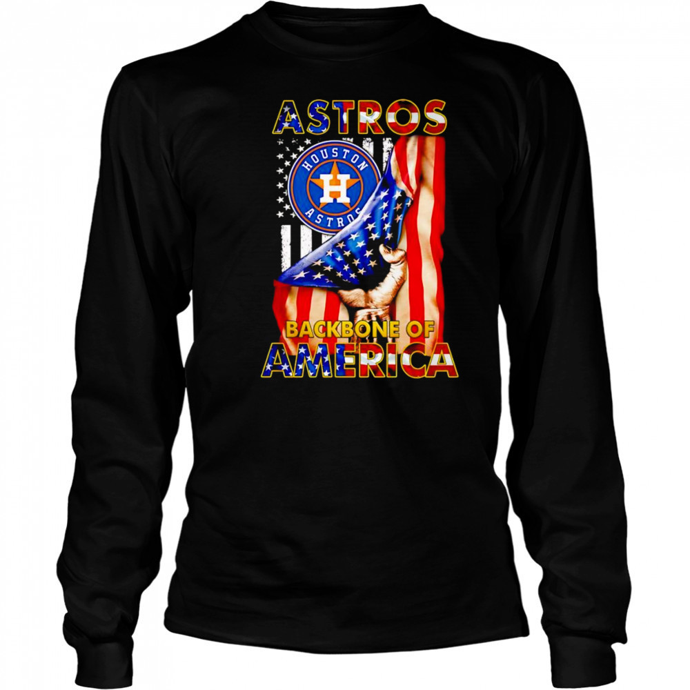 Astros backbone of America flag shirt Long Sleeved