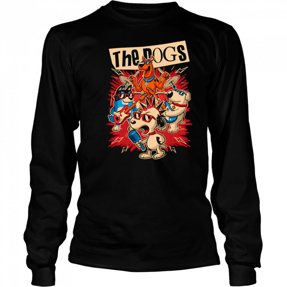 Cartoon Dog Band retro shirt Long Sleeved