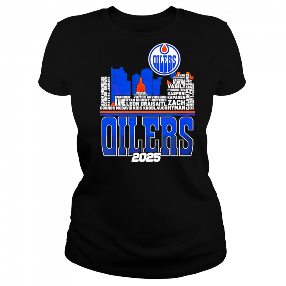 Edmonton Oilers Skyline Players Name 2025 Western Conference Finals shirt Women's T-shirt