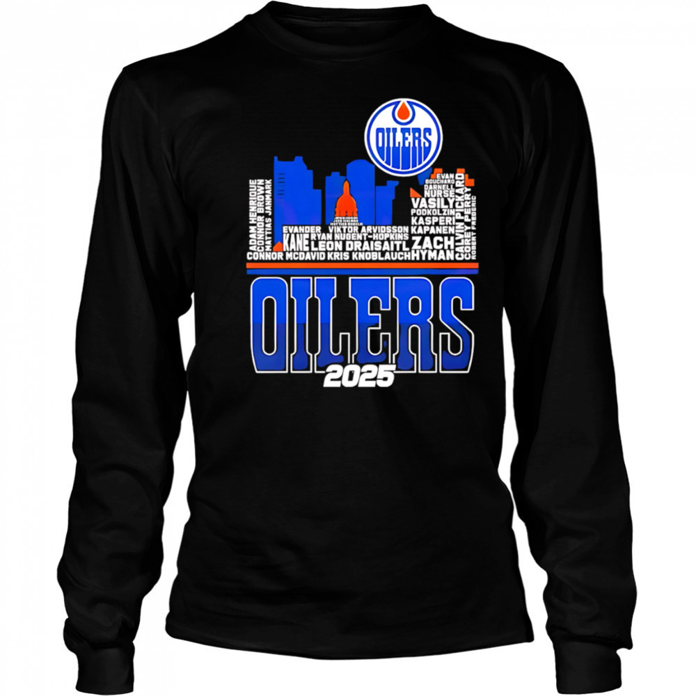 Edmonton Oilers Skyline Players Name 2025 Western Conference Finals shirt Long Sleeved