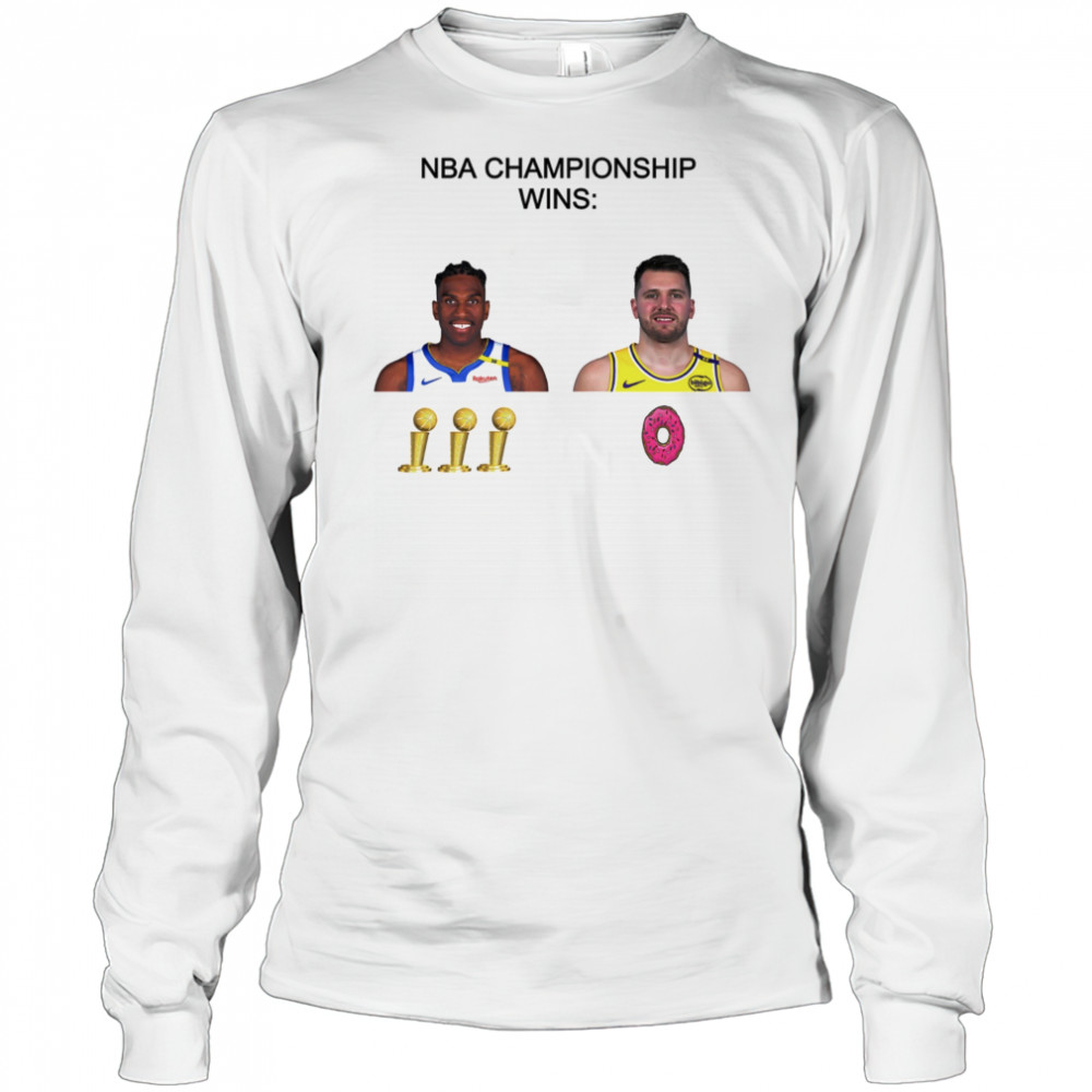 Kevon Looney Warriors x Luka Doncic Lakers NBA Championship wins trophy or donuts cake shirt Long Sleeved