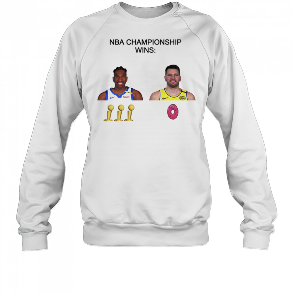 Kevon Looney Warriors x Luka Doncic Lakers NBA Championship wins trophy or donuts cake shirt Sweatshirt