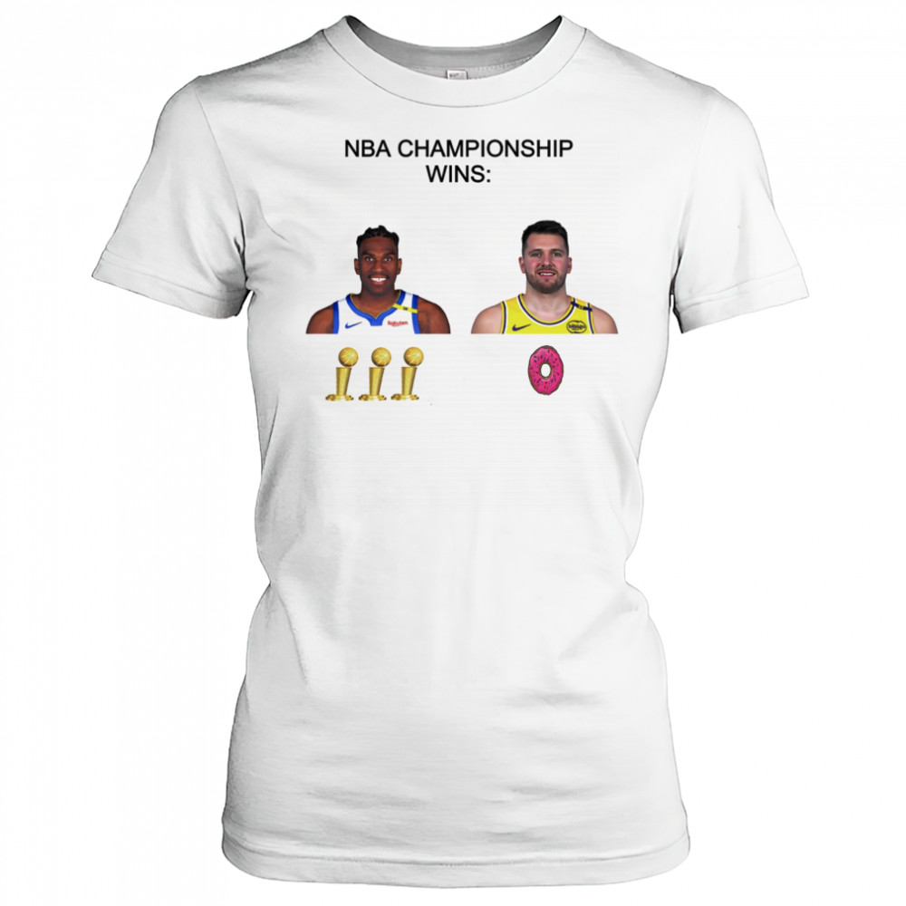 Kevon Looney Warriors x Luka Doncic Lakers NBA Championship wins trophy or donuts cake shirt Women's T-shirt