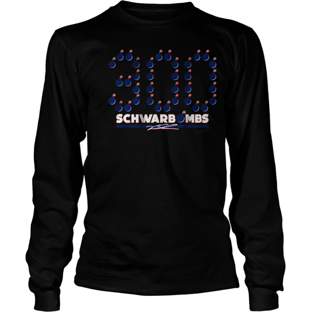 Kyle Schwarber 300 Schwarbombs Philadelphia Phillies MLB Signature t-shirt Long Sleeved