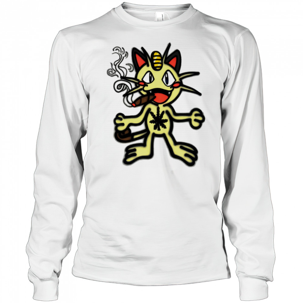 Meowth smoking shirt Long Sleeved