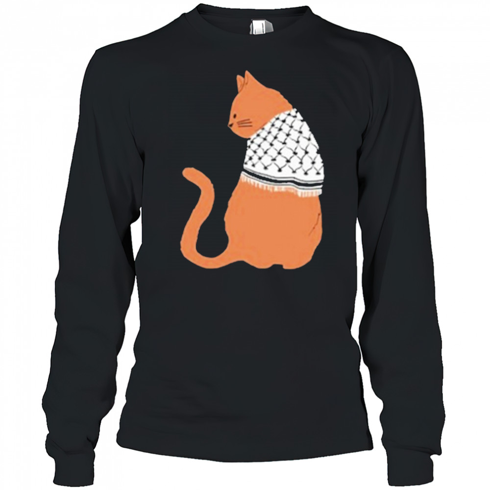 Palestinian Catfiyyeh Orange Cat T-Shirt Long Sleeved