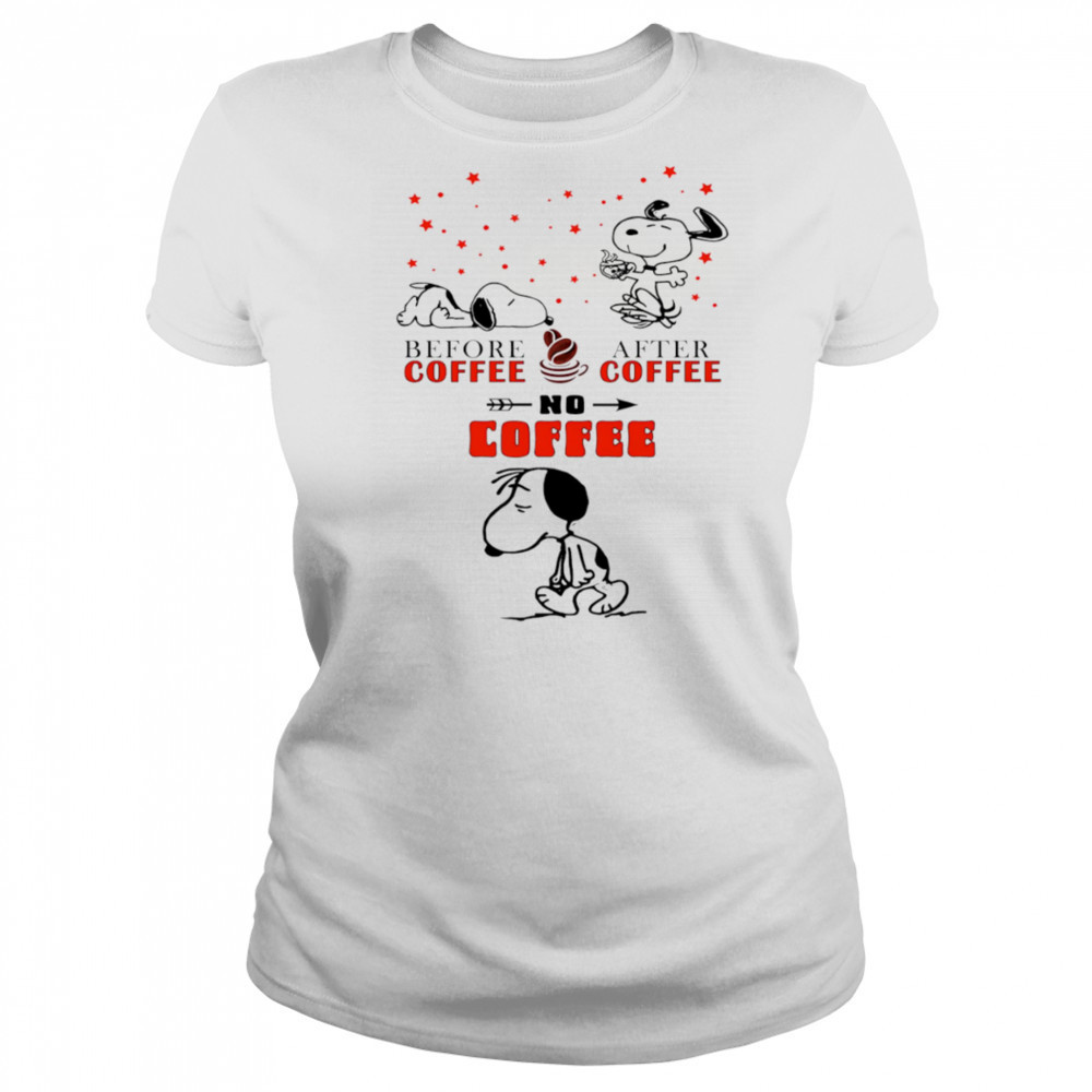 Snoopy before coffee after coffee no coffee shirt Women's T-shirt