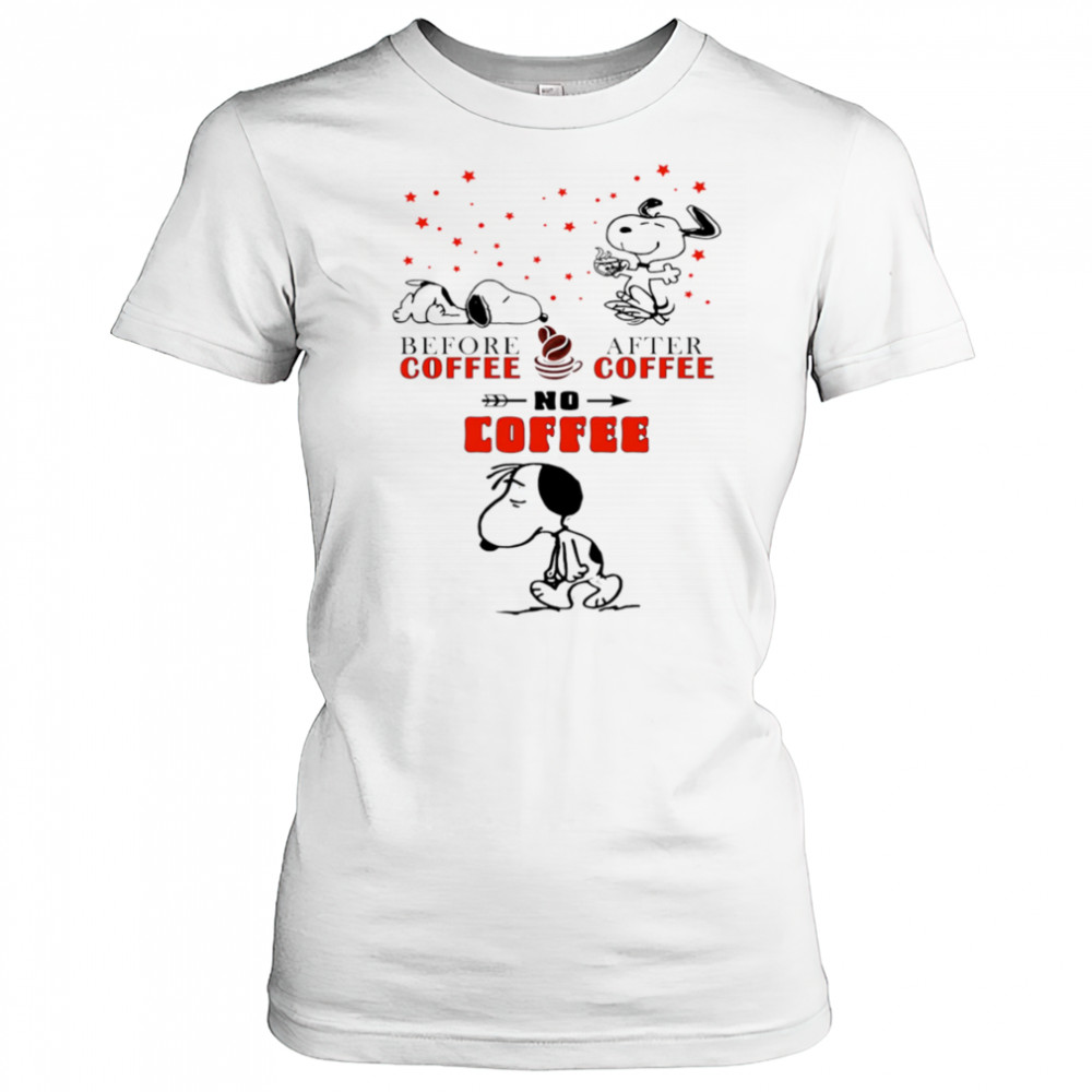 Snoopy before coffee after coffee no coffee shirt Women's T-shirt
