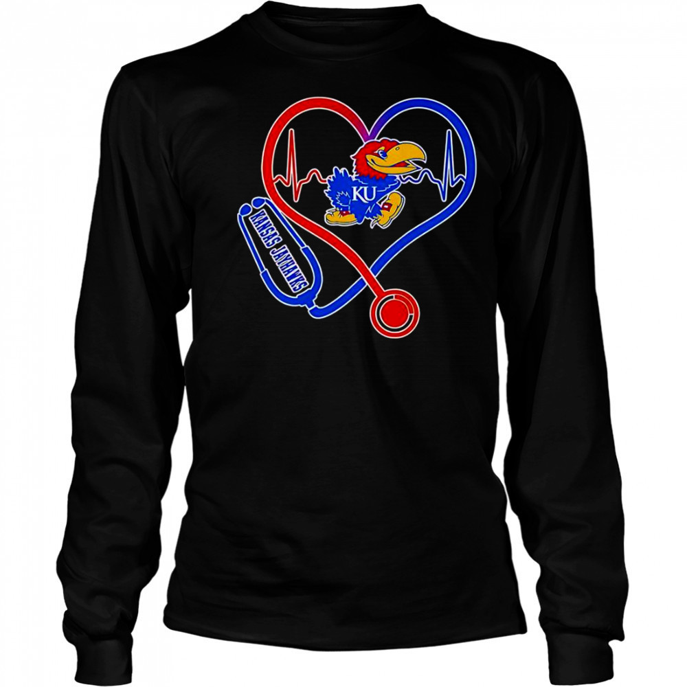 Stethoscope Heart Kansas Jayhawks T-Shirt Long Sleeved