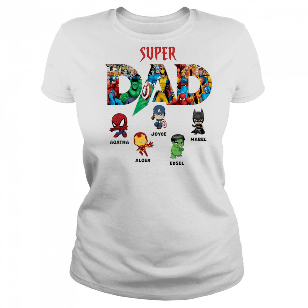 Super Dad Marvel Superhero Personalized Kids Names Father’s Day shirt Women's T-shirt