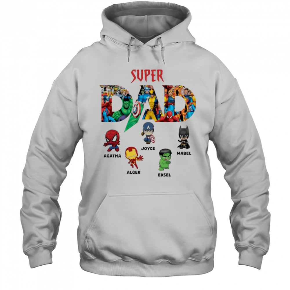 Super Dad Marvel Superhero Personalized Kids Names Father’s Day shirt Hoodie