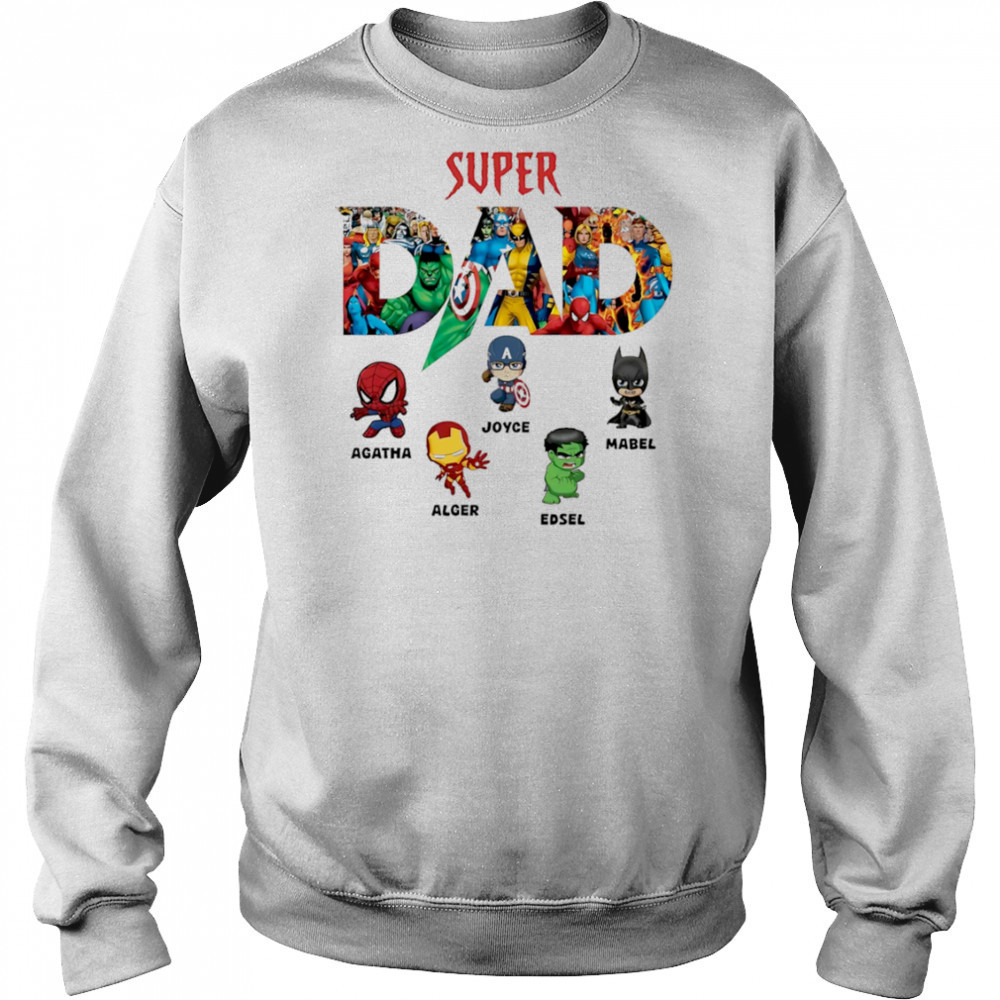 Super Dad Marvel Superhero Personalized Kids Names Father’s Day shirt Hoodie