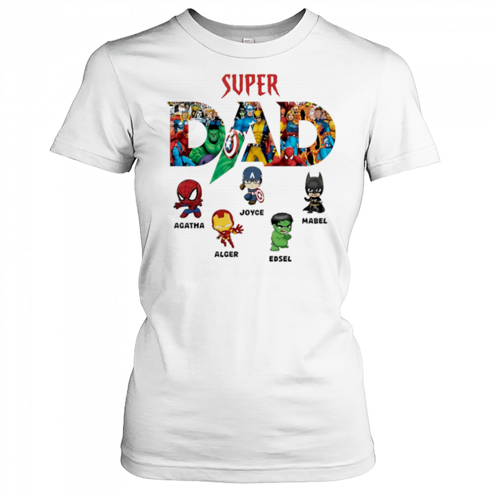 Super Dad Marvel Superhero Personalized Kids Names Father’s Day shirt Women's T-shirt