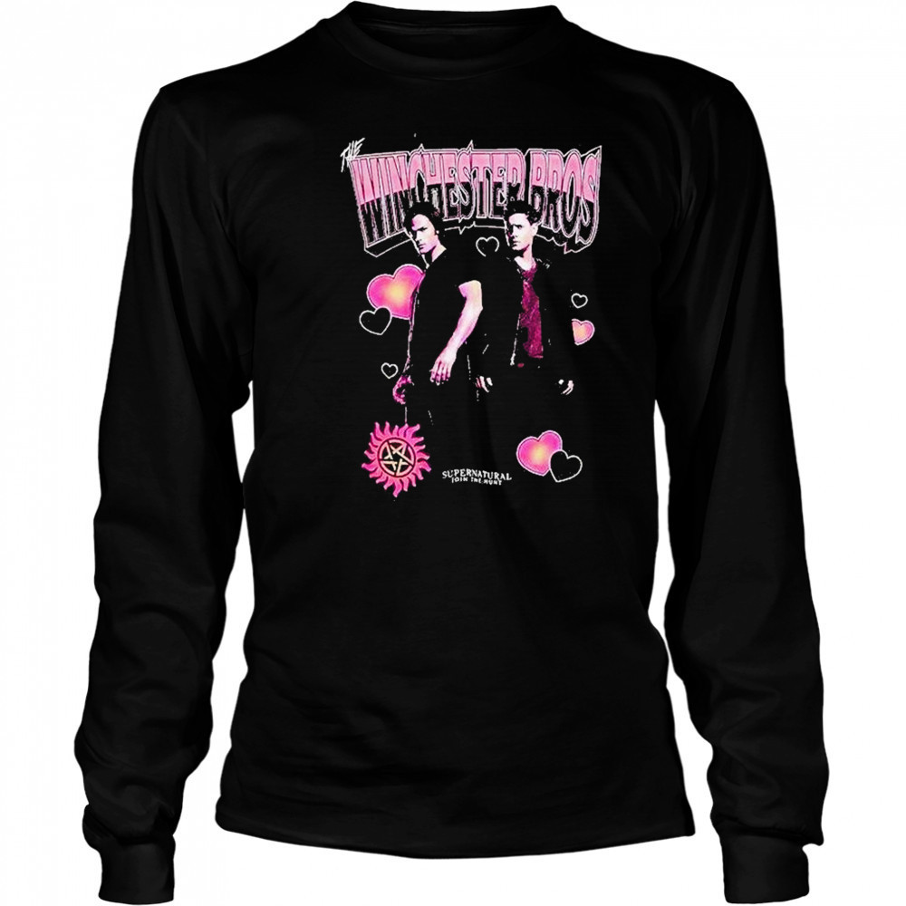 Supernatural Winchester Bros Portrait Hearts Shirt Long Sleeved