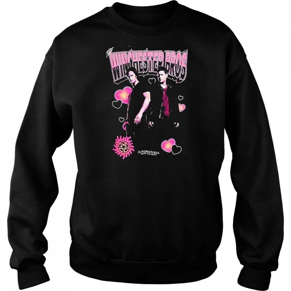 Supernatural Winchester Bros Portrait Hearts Shirt Hoodie