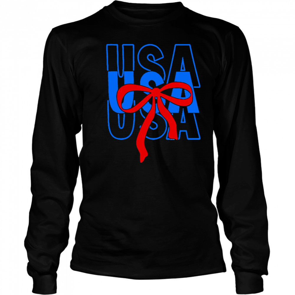 USA repeat attach a bow shirt Long Sleeved
