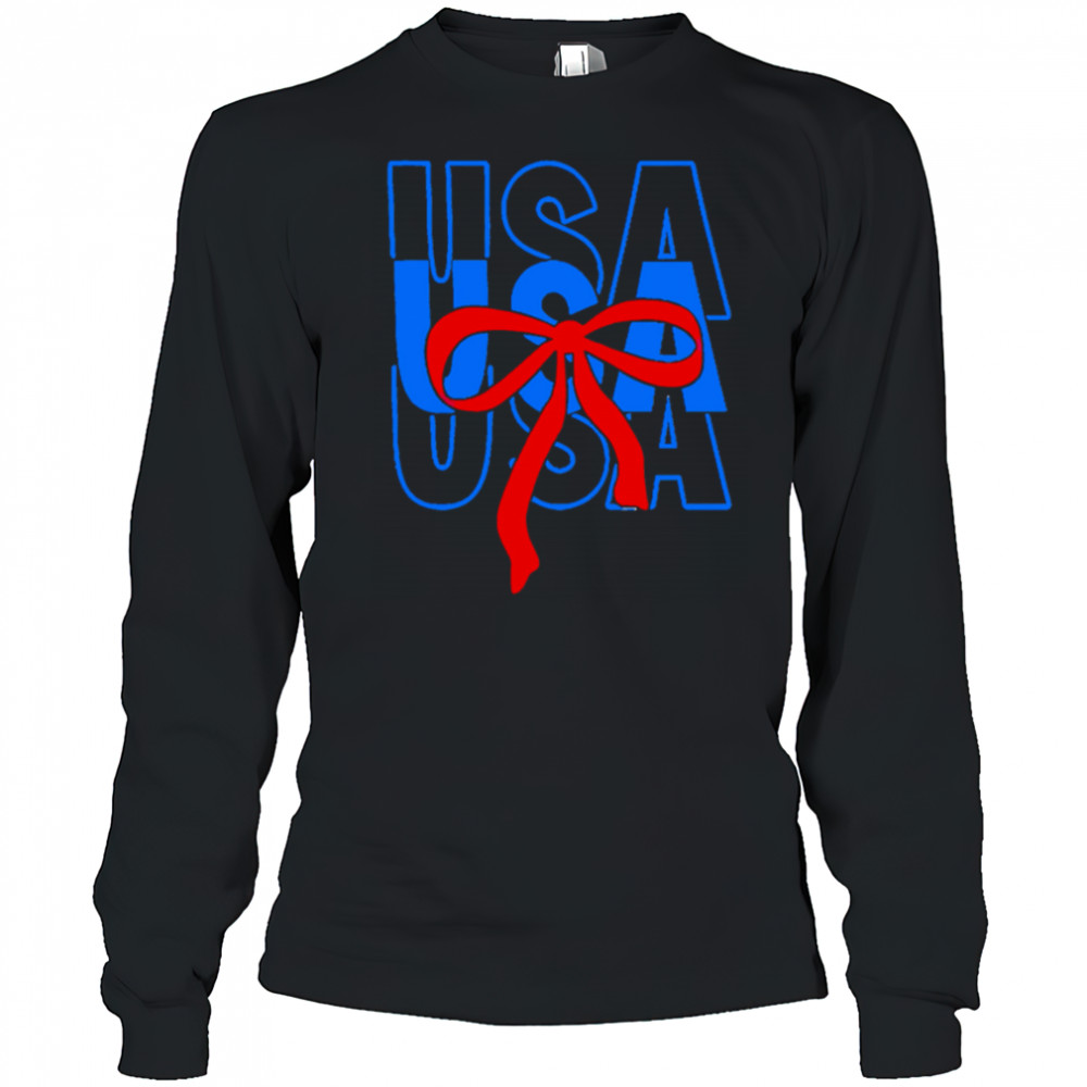 USA repeat attach a bow shirt Long Sleeved