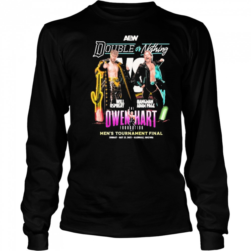 AEW Double or Nothing 2025 Will Ospreay vs Hangman Adam Page Owen Hart Foundation Men’s Final Matchup t-shirt Long Sleeved