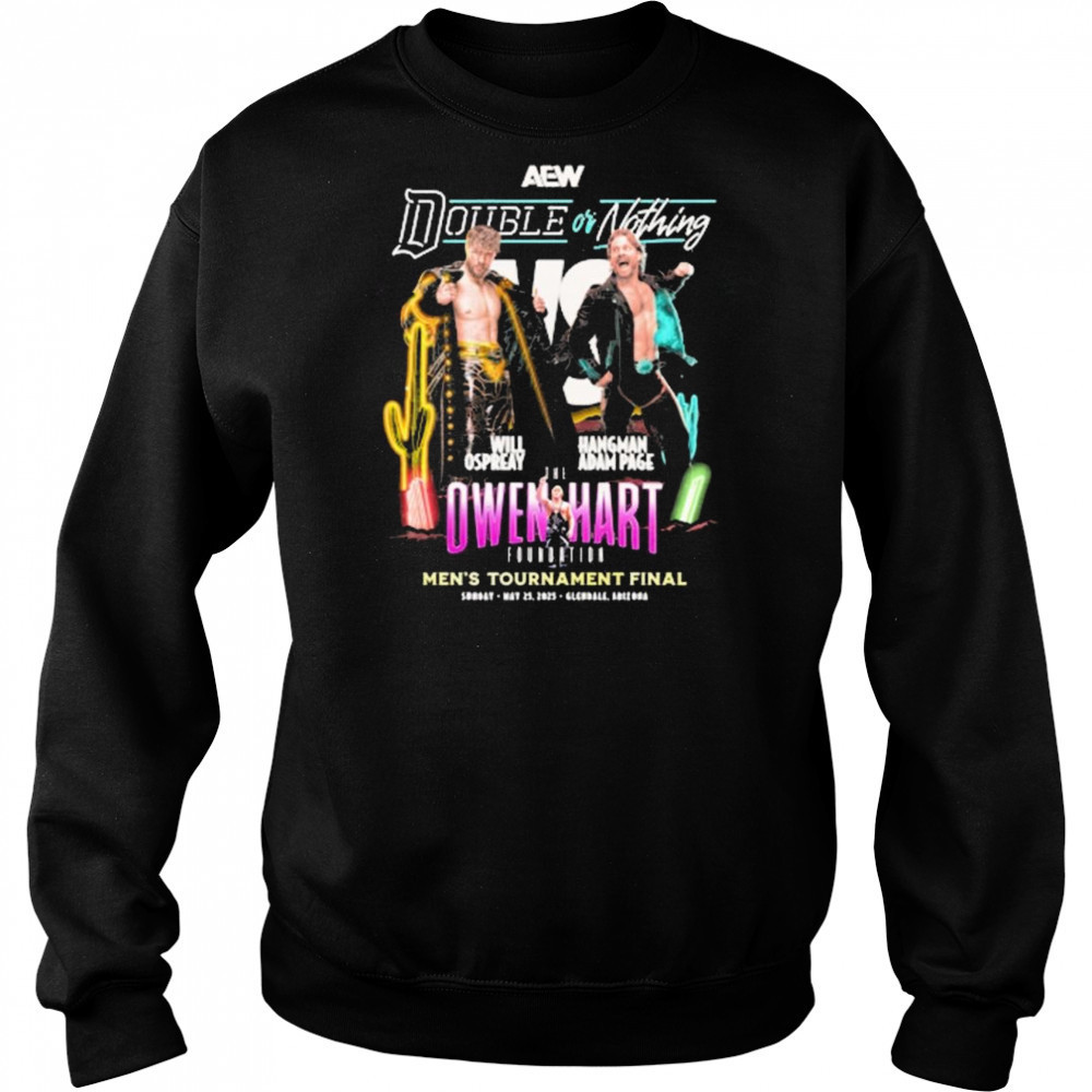 AEW Double or Nothing 2025 Will Ospreay vs Hangman Adam Page Owen Hart Foundation Men’s Final Matchup t-shirt Hoodie