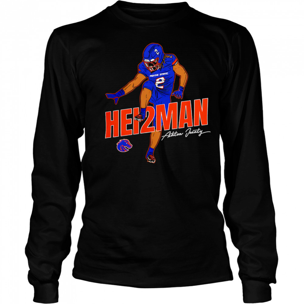 Ashton Jeanty Heisman Boise State Broncos Cartoon Signature shirt Long Sleeved