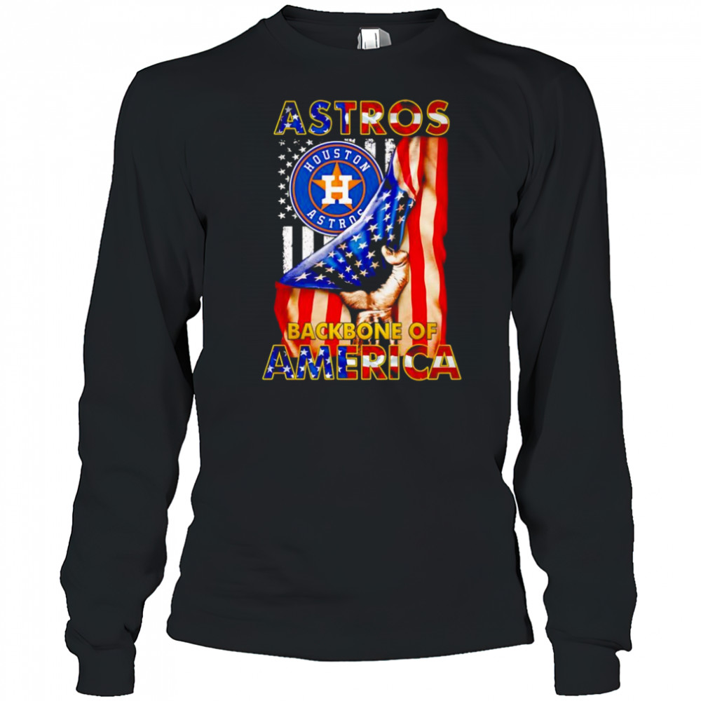 Astros backbone of America flag shirt Long Sleeved