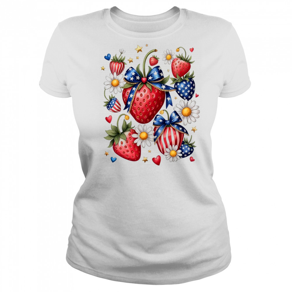 Boho 4th Of July Strawberry Patriotic Independence Day shirt Women's T-shirt