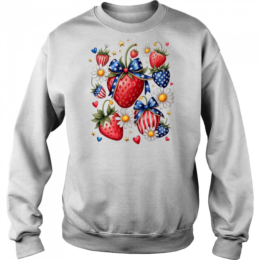 Boho 4th Of July Strawberry Patriotic Independence Day shirt Hoodie