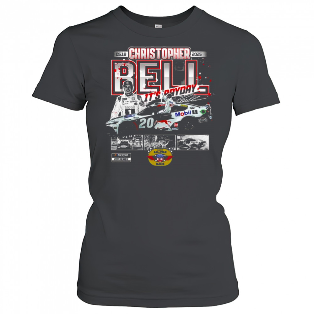 Christopher Bell Checkered Flag Sports Charcoal 2025 NASCAR All-Star Race Winner Shirt Women's T-shirt