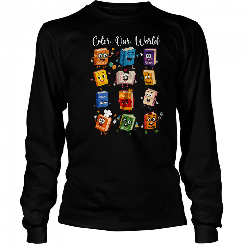 Color Our World Summer Reading 2025 Librarian Teacher Kids shirt Long Sleeved