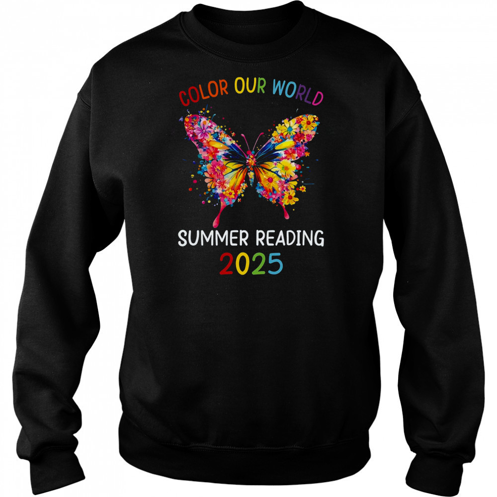 Color Our World Summer Reading Program 2025 Butterfly shirt Hoodie