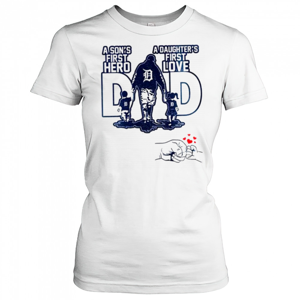 Detroit Tigers Dad A son’s first hero a daughter’s first love Happy Father’s Day 2025 shirt Women's T-shirt