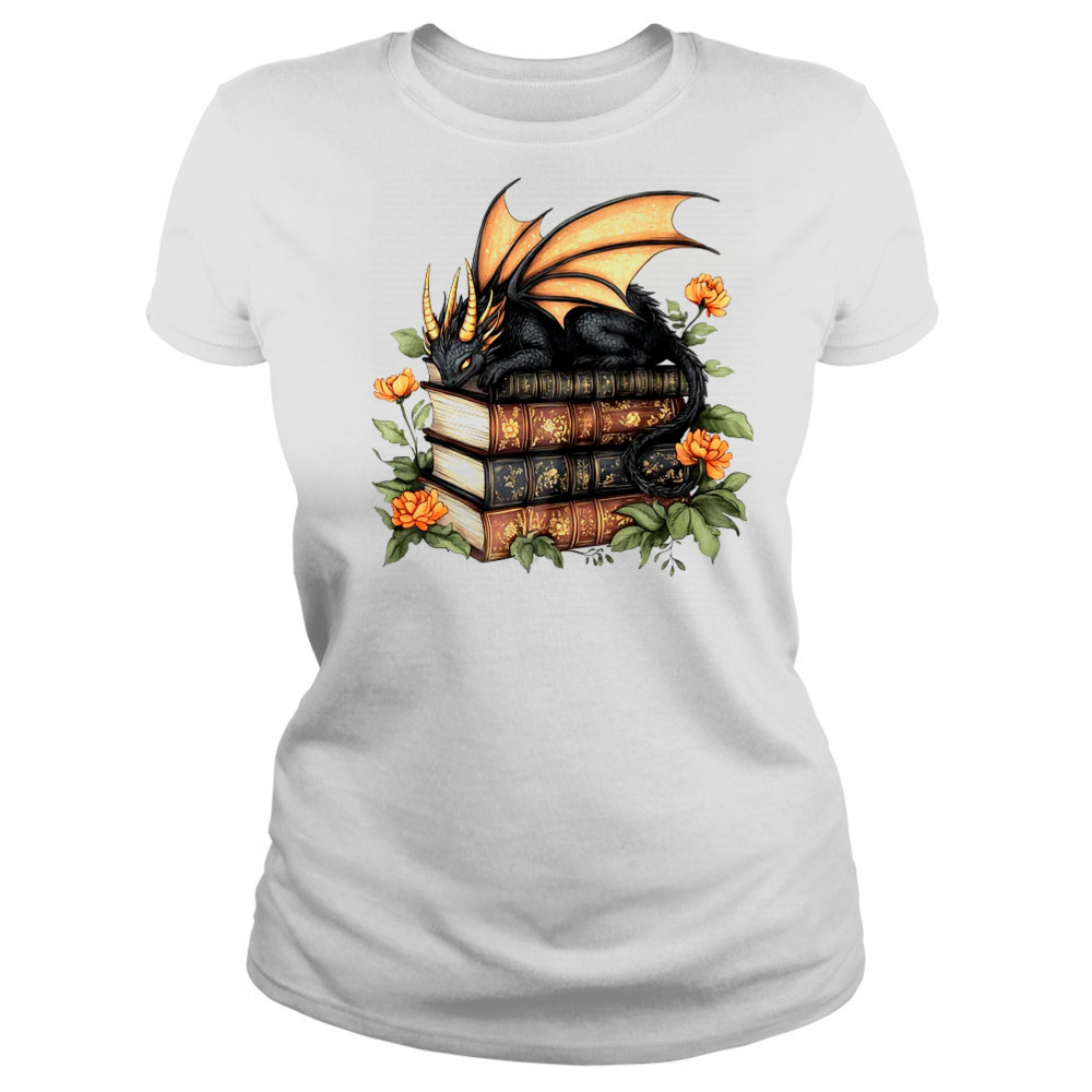 Dragon Books Cottagecore Flower Bookworm Book Lover shirt Women's T-shirt