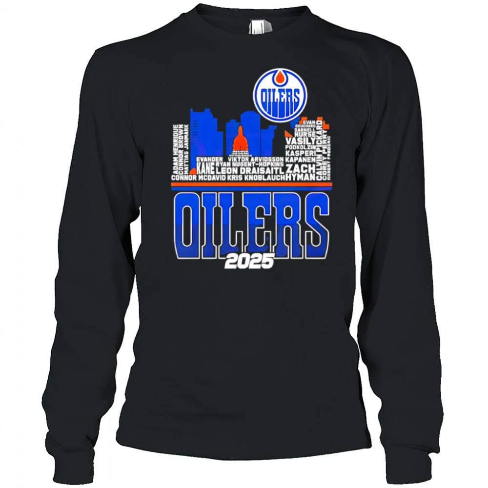 Edmonton Oilers Skyline Players Name 2025 Western Conference Finals shirt Long Sleeved